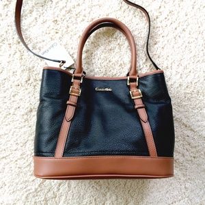 Calvin Klein black brown crossbody tote bag